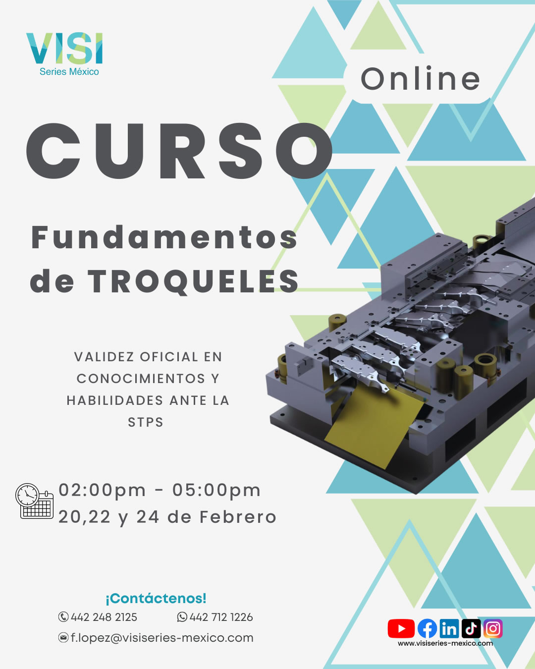 Curso Online "Fundamentos de Troqueles" con validez curricular para el del 20 al 24 de febrero de 3 a 5pm.